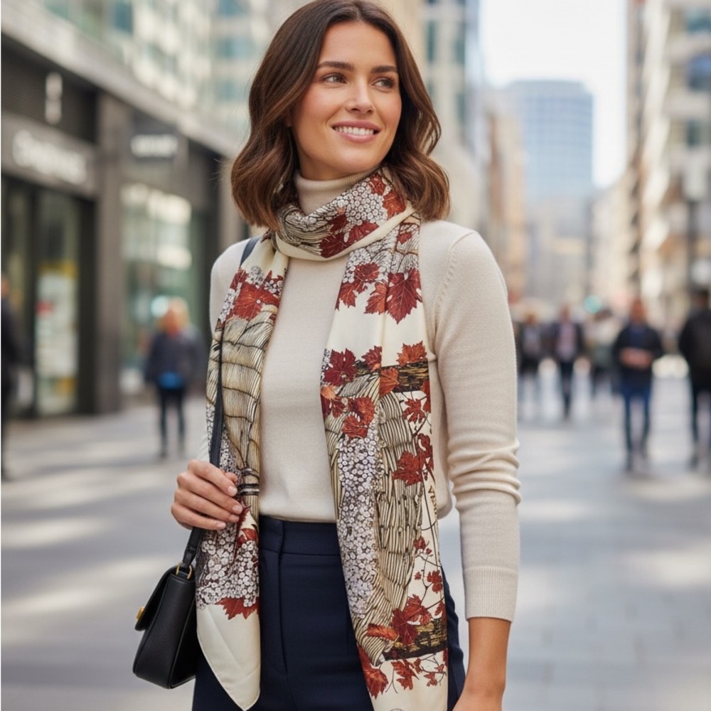 Elegant Autumn “French Grape Harvest”Print Scarf